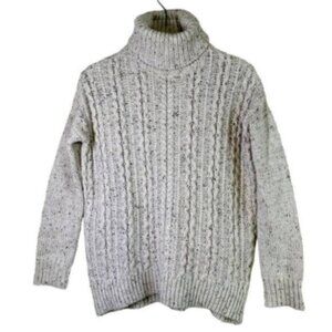 Garage | Cream Fleck Turtle Neck Cable Knit Sweater Size Small